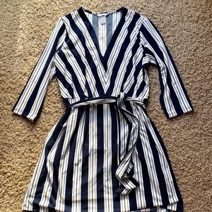 H&M Striped Tie Waist Dress